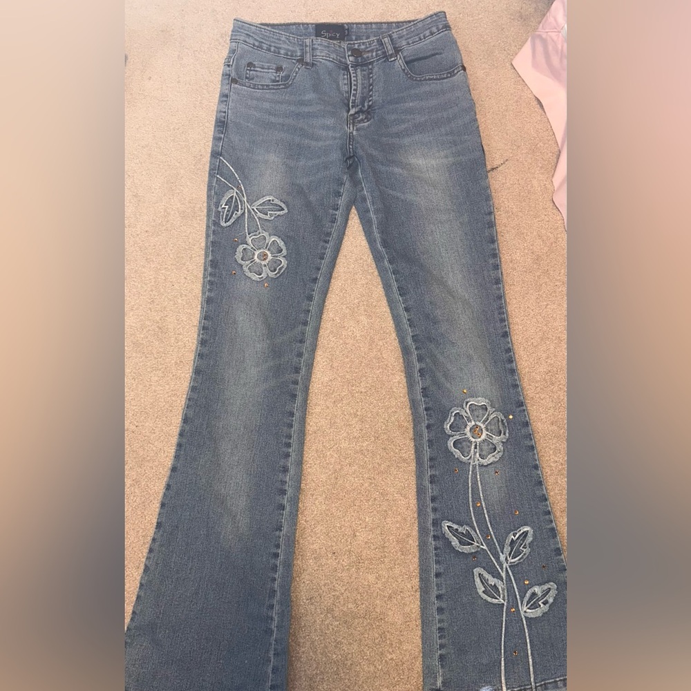 Floral Embroidered Flare Jeans